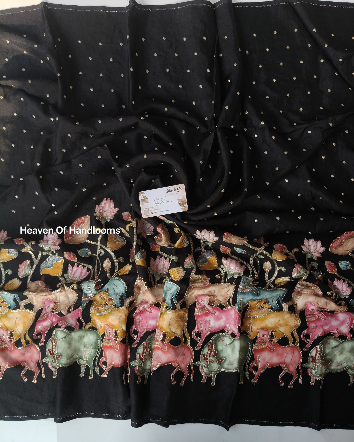Blouse Material - Black Pichwai