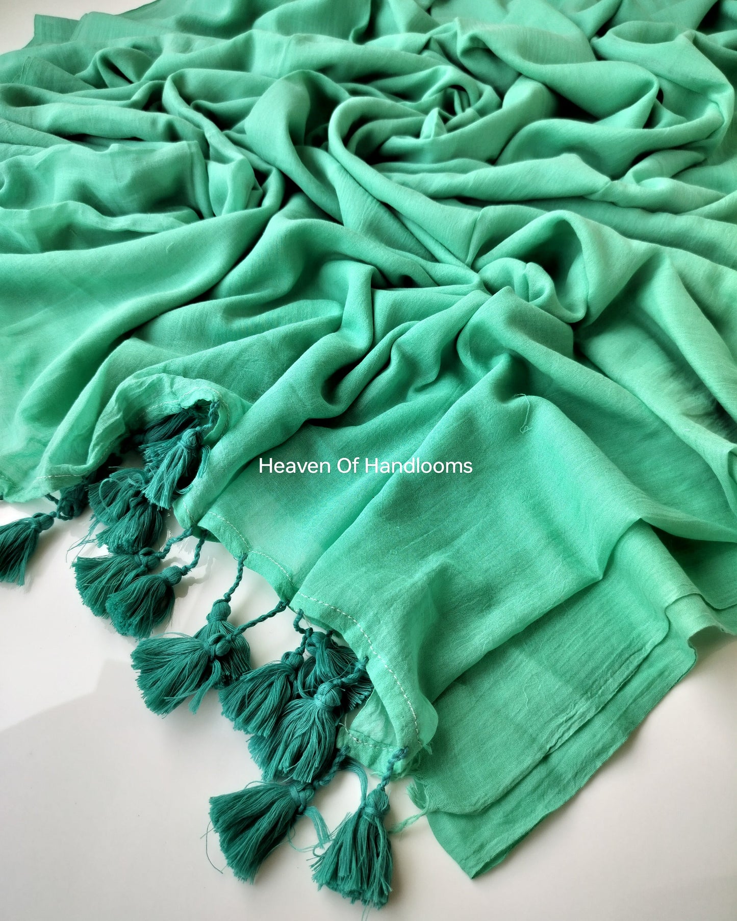 Plain Mul Saree - Sea Green
