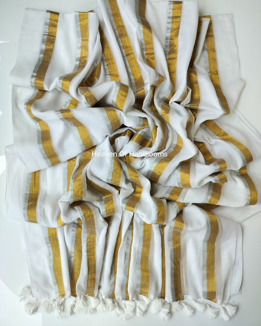 Onam-Vishu Saree - Gold and Sliver Zari