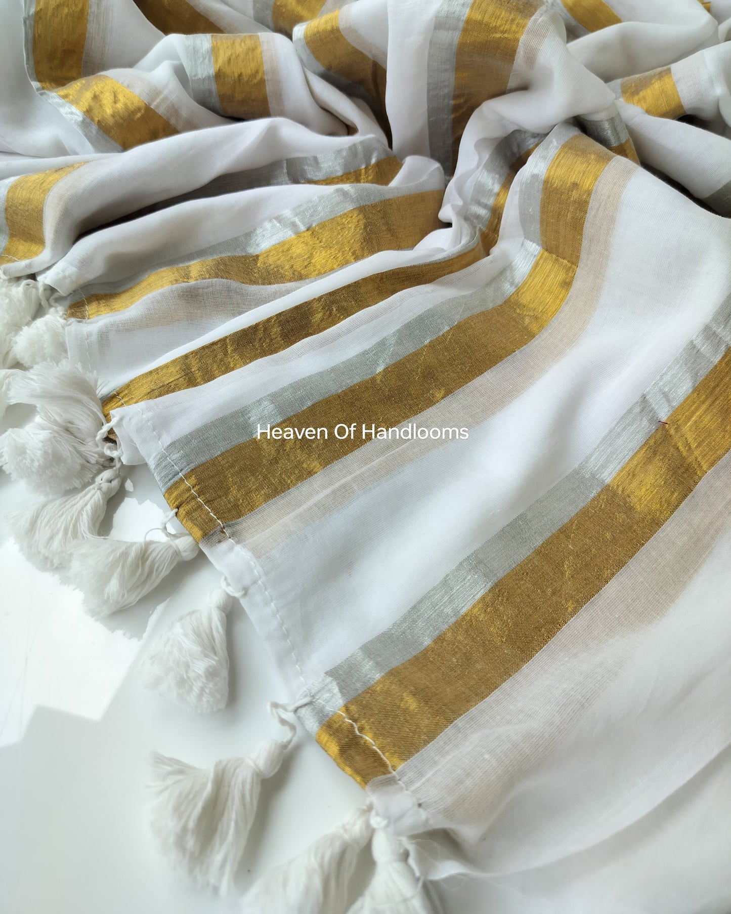 Onam-Vishu Saree - Gold and Sliver Zari