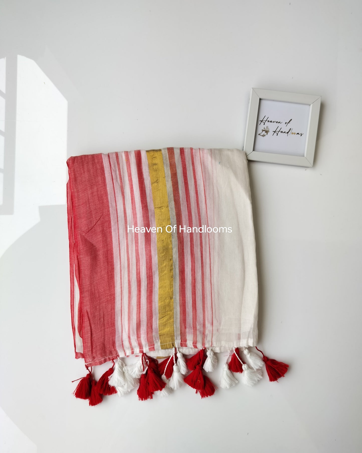 Onam-Vishu Saree - Red Stripe Border