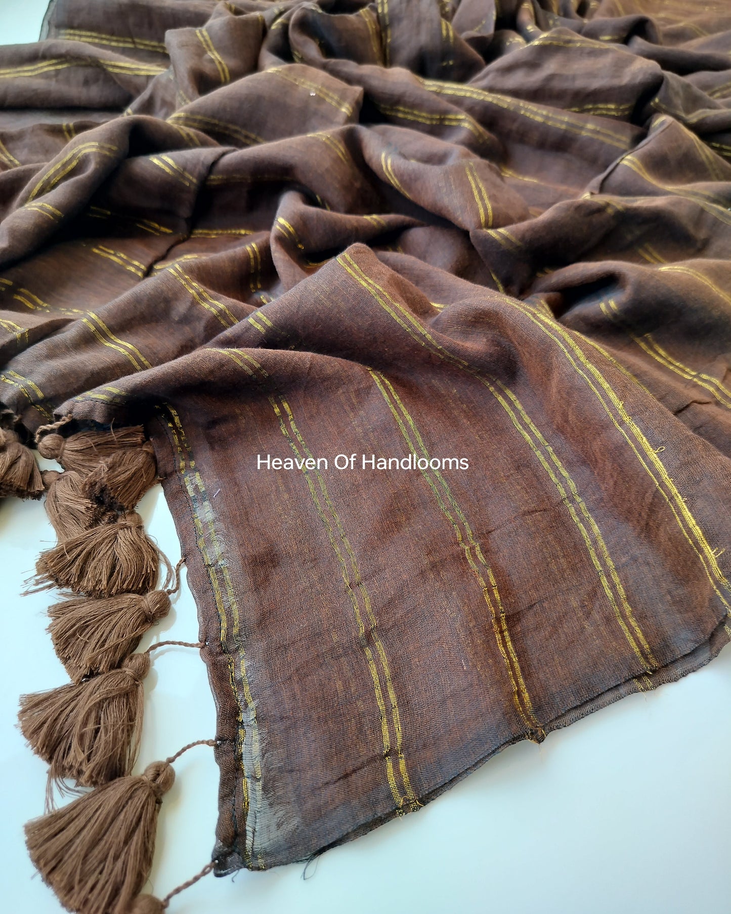 Contemporary Saree - Brown with Double Zari Lines