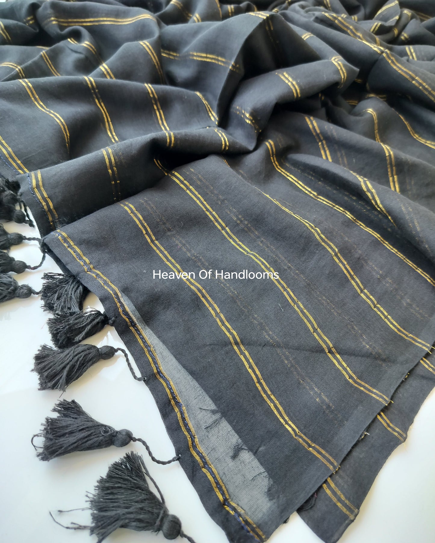 Contemporary Saree - Black with Double Zari Lines