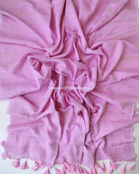 Contemporary Saree - Pastal Pink with Double Zari Lines
