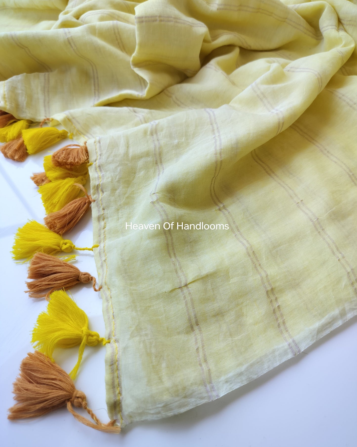Contemporary Saree - Pale Yellow with Double Zari Lines