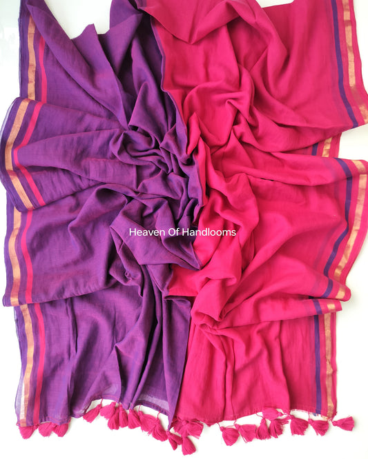 Festive Saree - Purple with Pink Half and Half