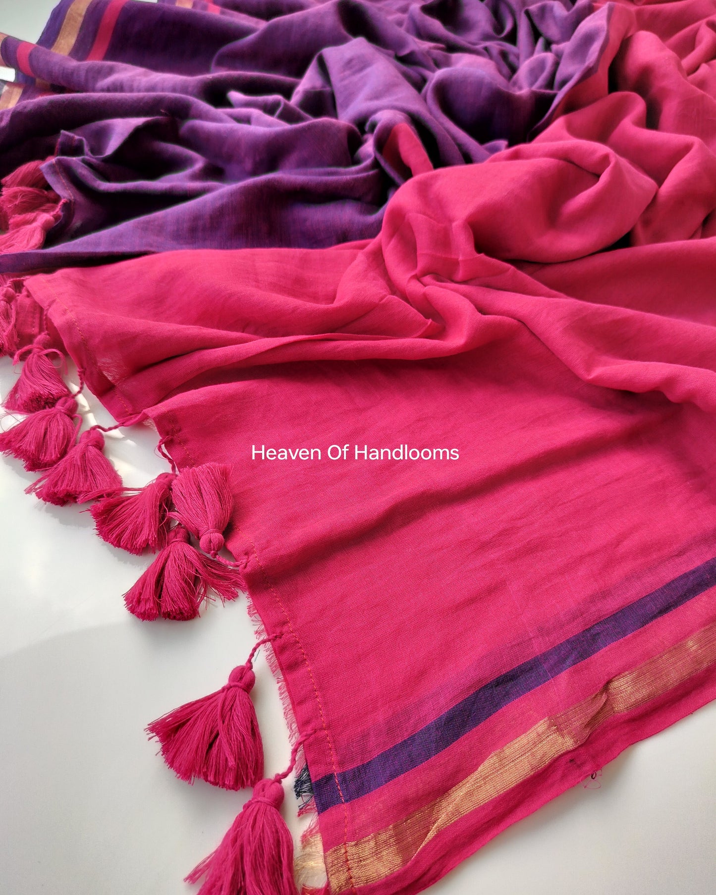 Festive Saree - Purple with Pink Half and Half