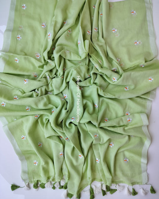 Embroidery Saree - Little Green Parijat