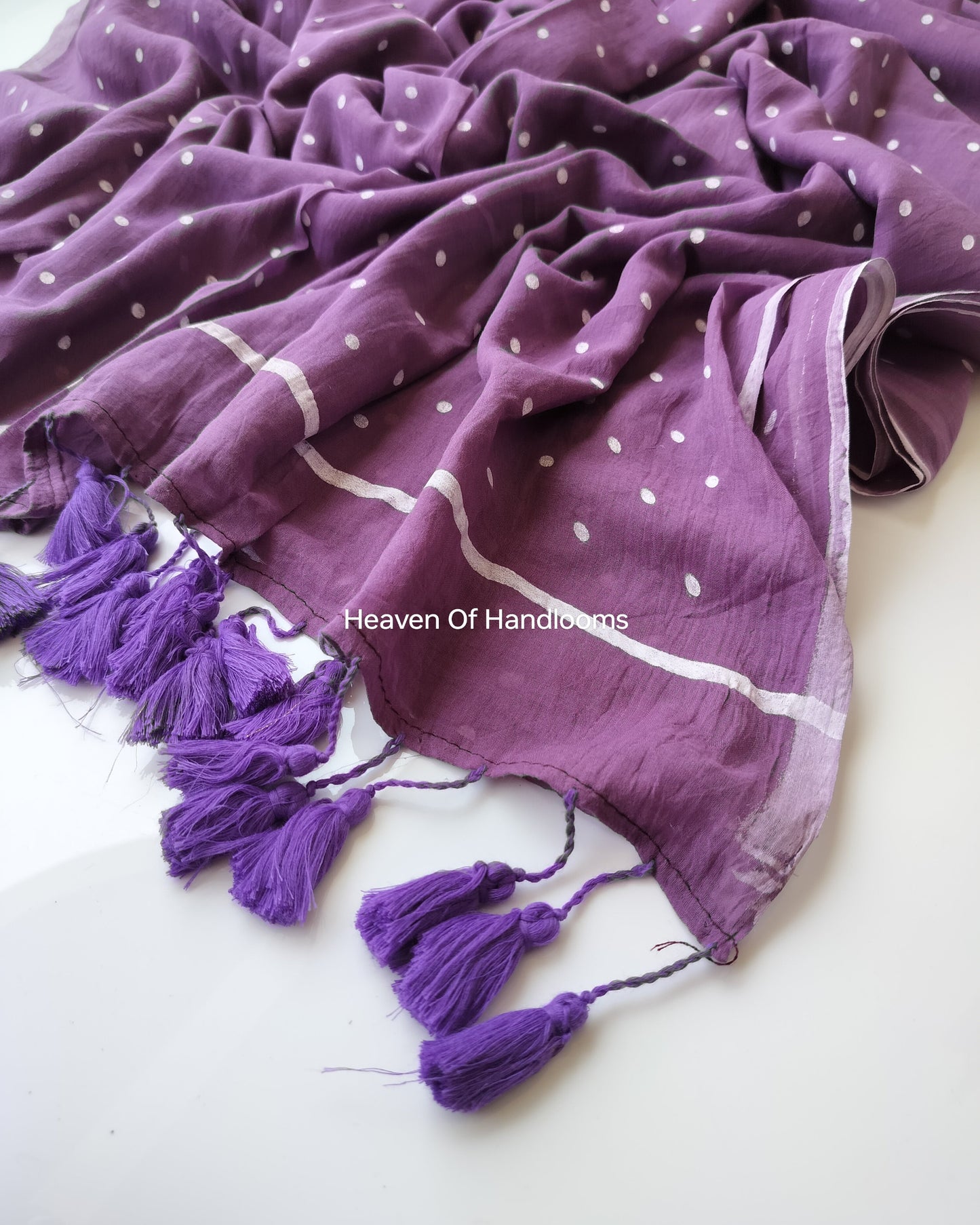 Printed Sarees - Purple Polka Dot