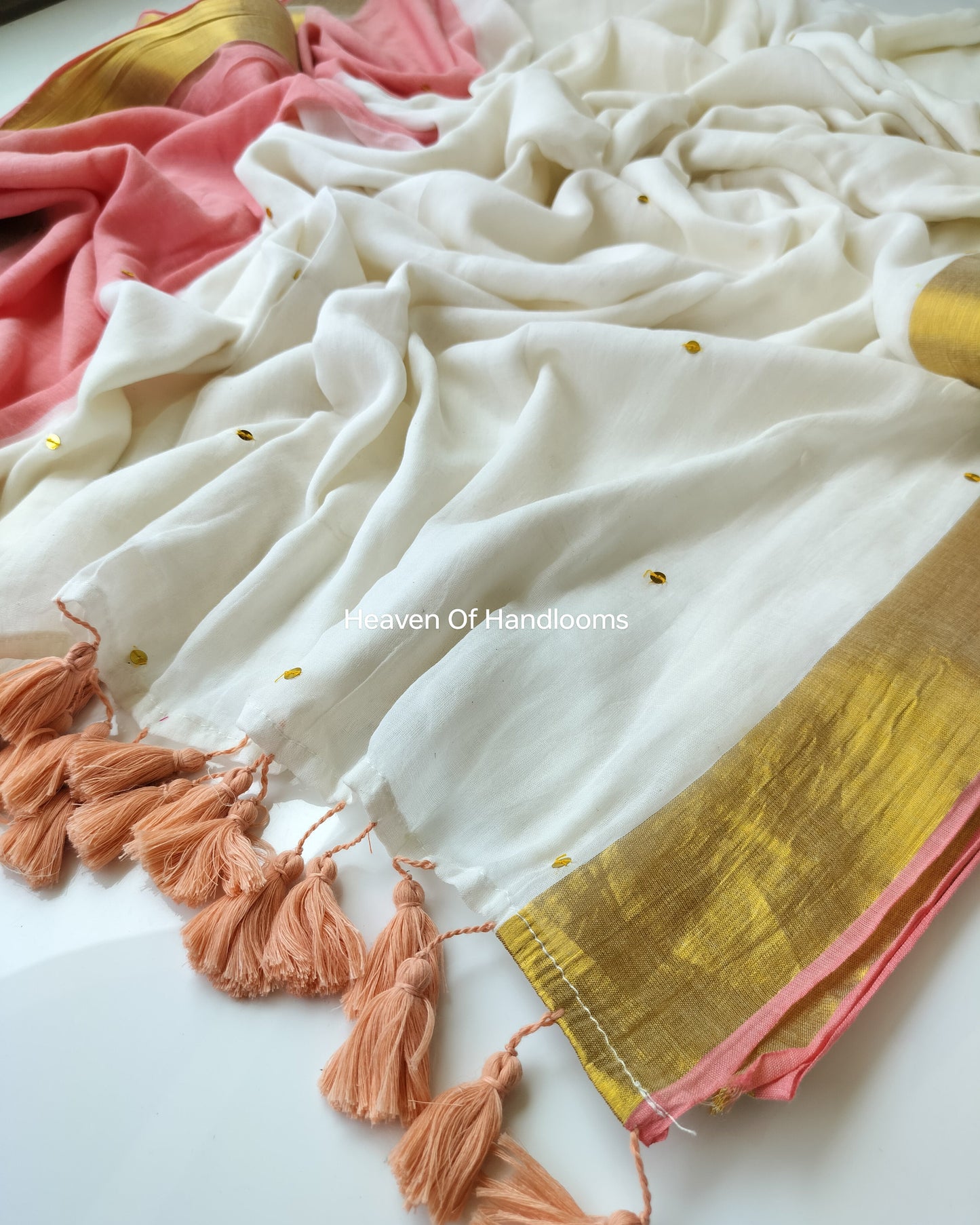 Onam-Vishu Saree - Peach Gini