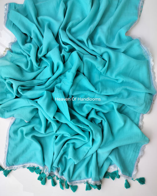 Contemporary Saree - Teal with Designer Lace