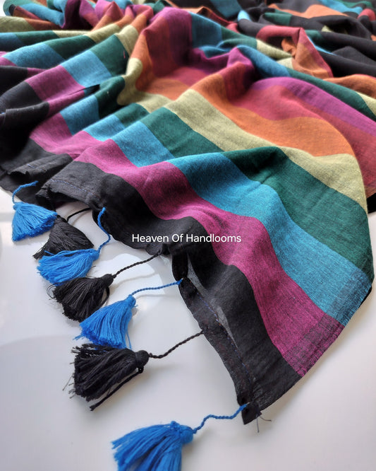 Contemporary Saree - Black Rainbow