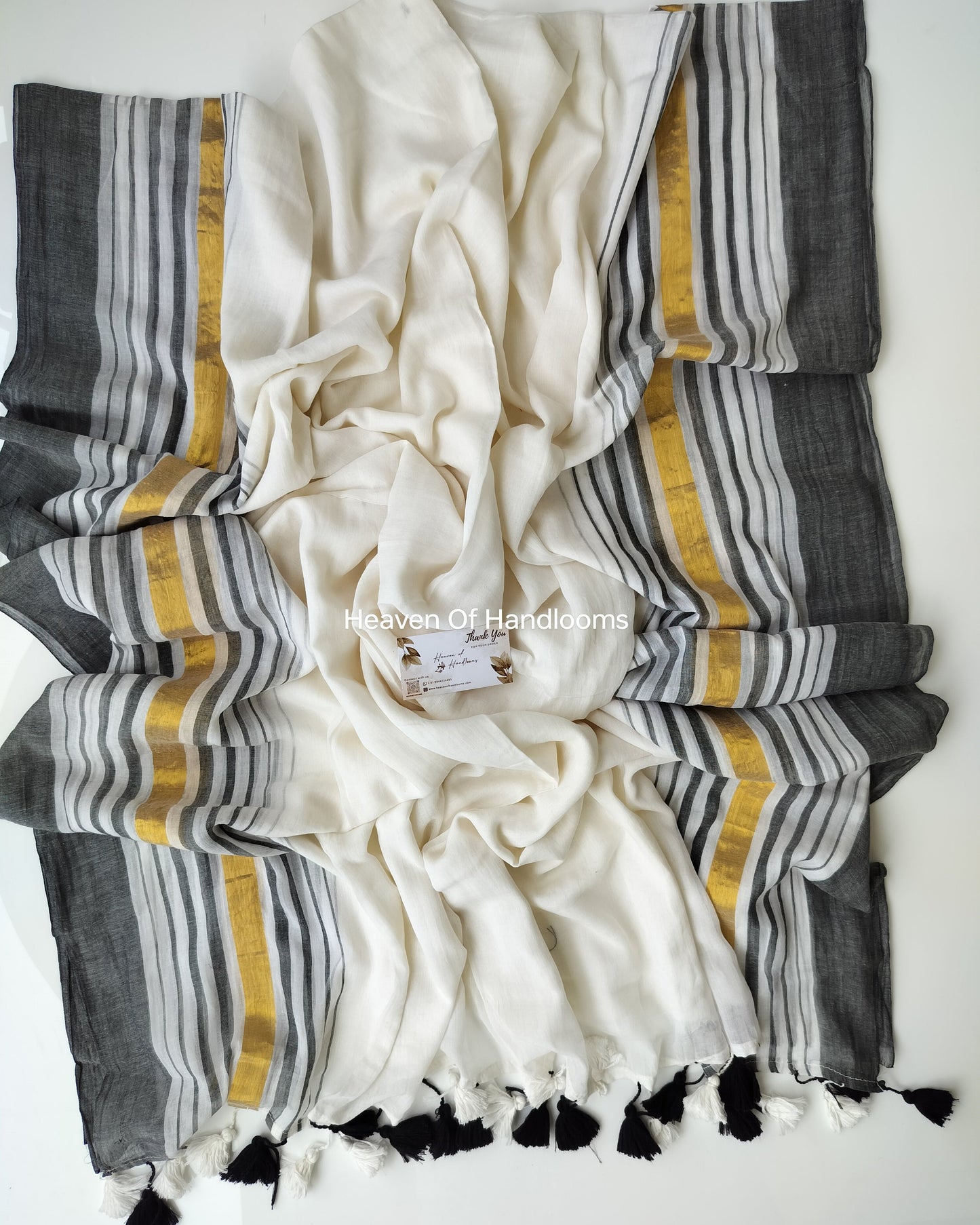 Onam-Vishu Saree - Black Stripe Border