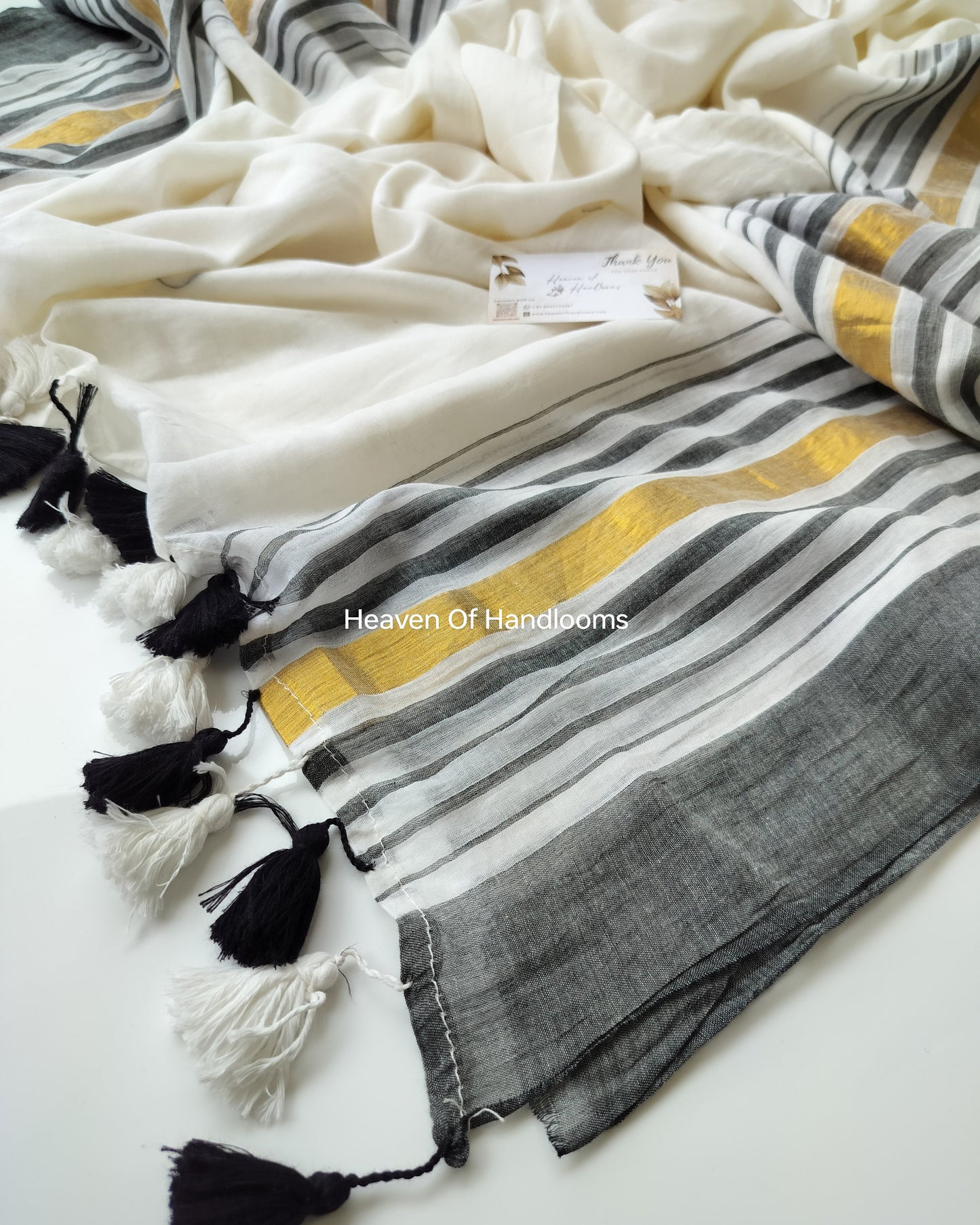 Onam-Vishu Saree - Black Stripe Border