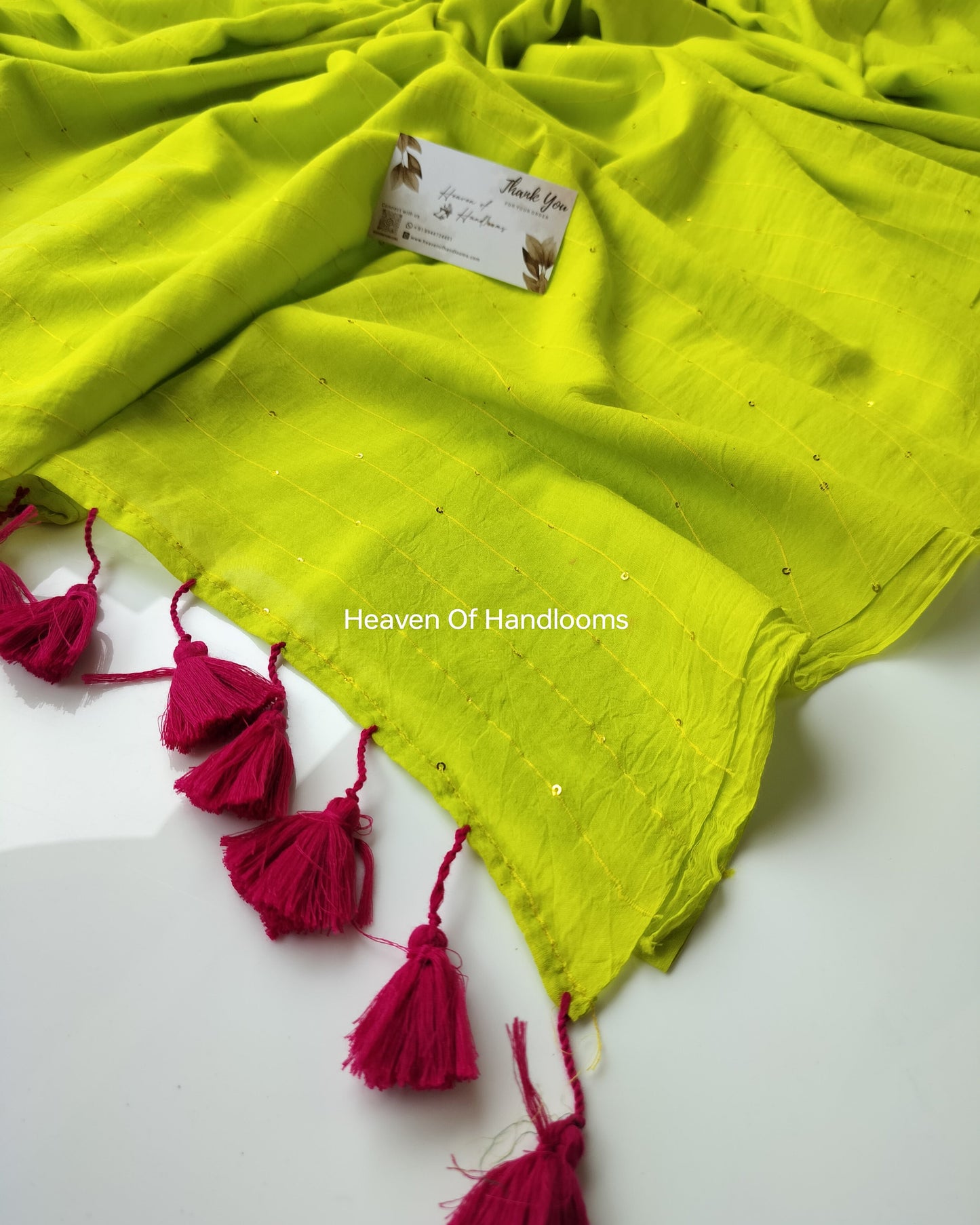 Contemporary Saree - Lime Green Jonaki