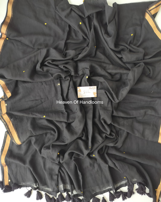 Festive Saree - Black Zari Border Gini