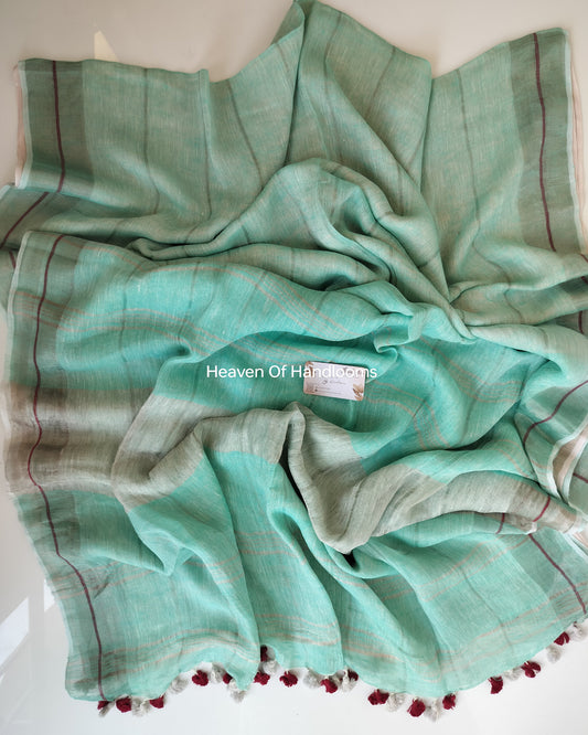 Linen by Linen - Sea Green with Centre Peach