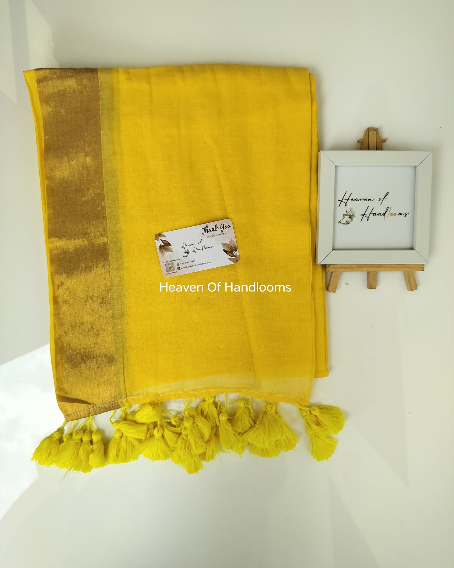 Onam-Vishu Saree - Yellow with Golden Border