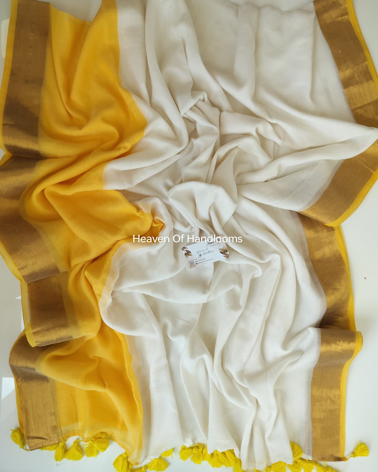 Onam-Vishu Saree - Yellow with Golden Border