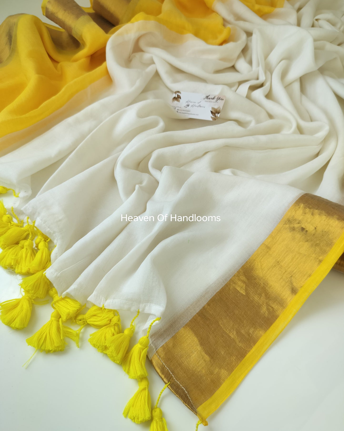 Onam-Vishu Saree - Yellow with Golden Border