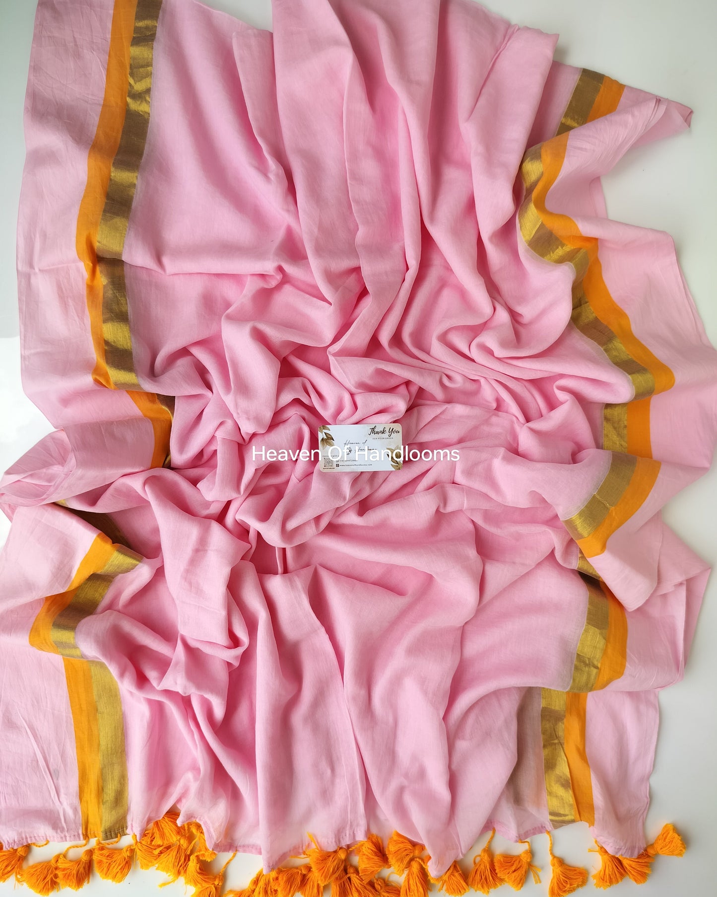 Contemporary Saree - Baby Pink Orange Border