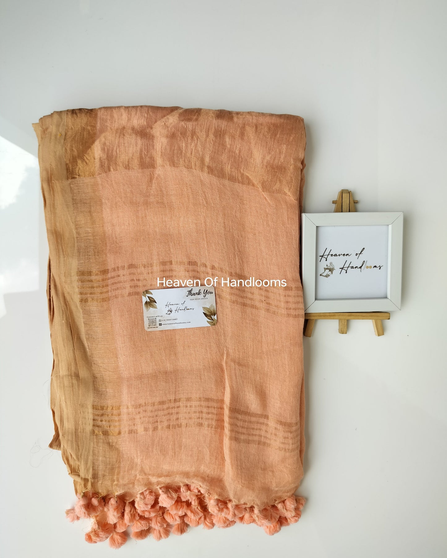 Linen by Linen - Peach with Copper Zari