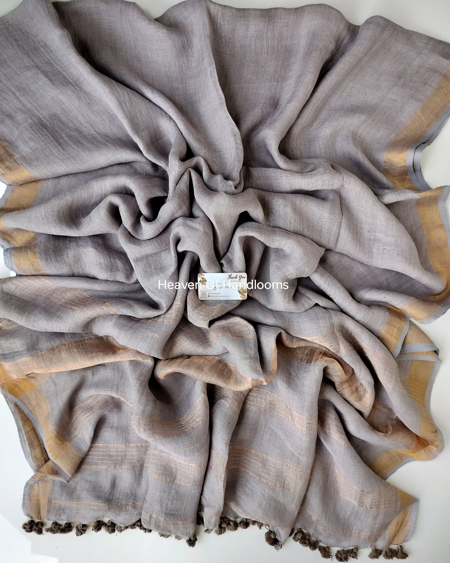 Linen by Linen - Grey Color with Copper Border