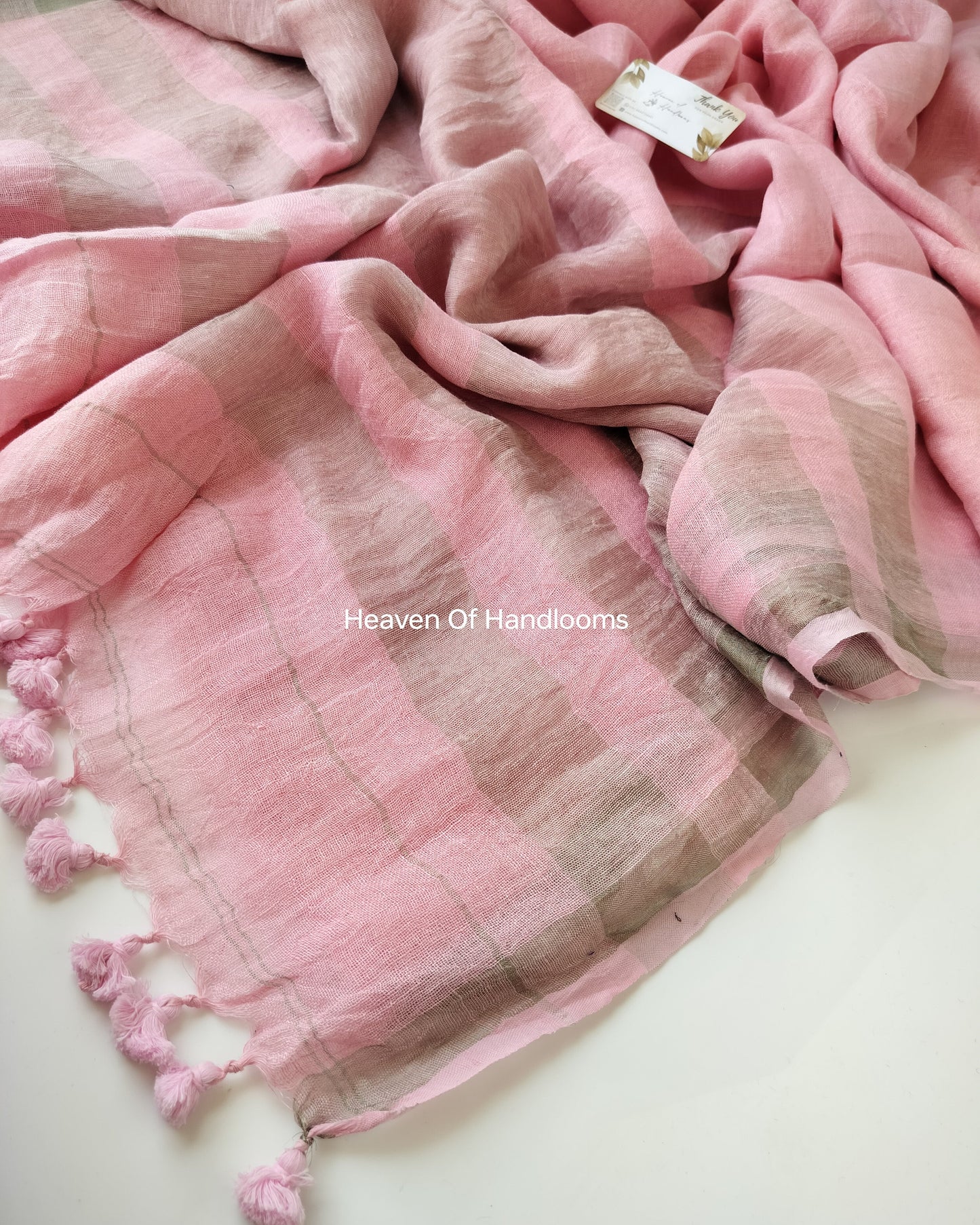 Linen by Linen - Baby Pink with Sliver Zari