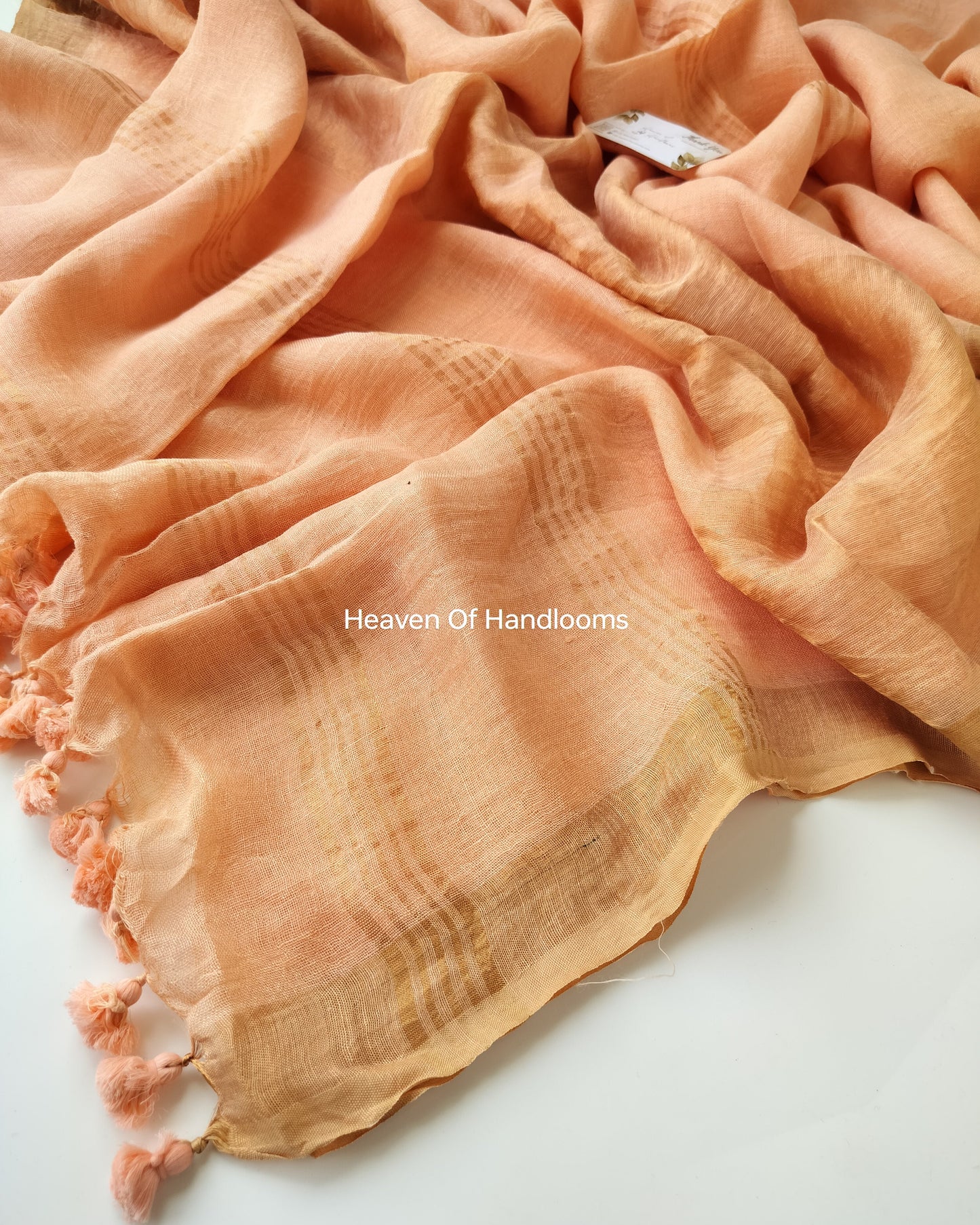 Linen by Linen - Peach with Copper Zari