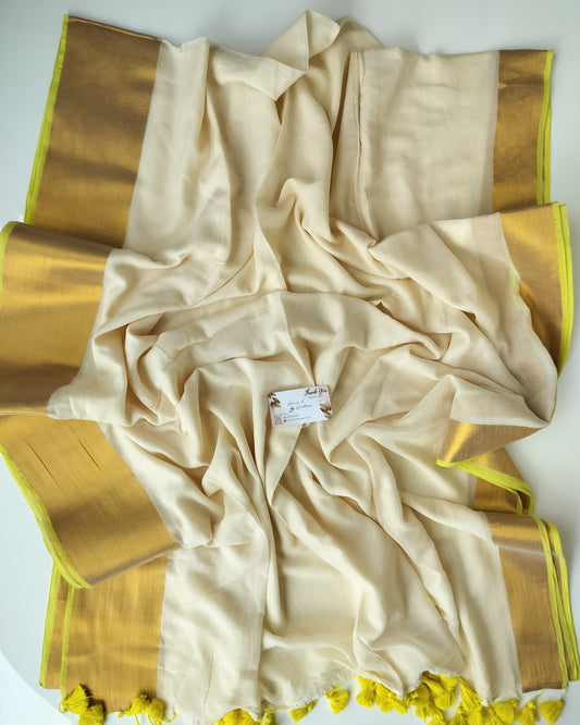 Onam-Vishu Saree - Zari Yellow Border