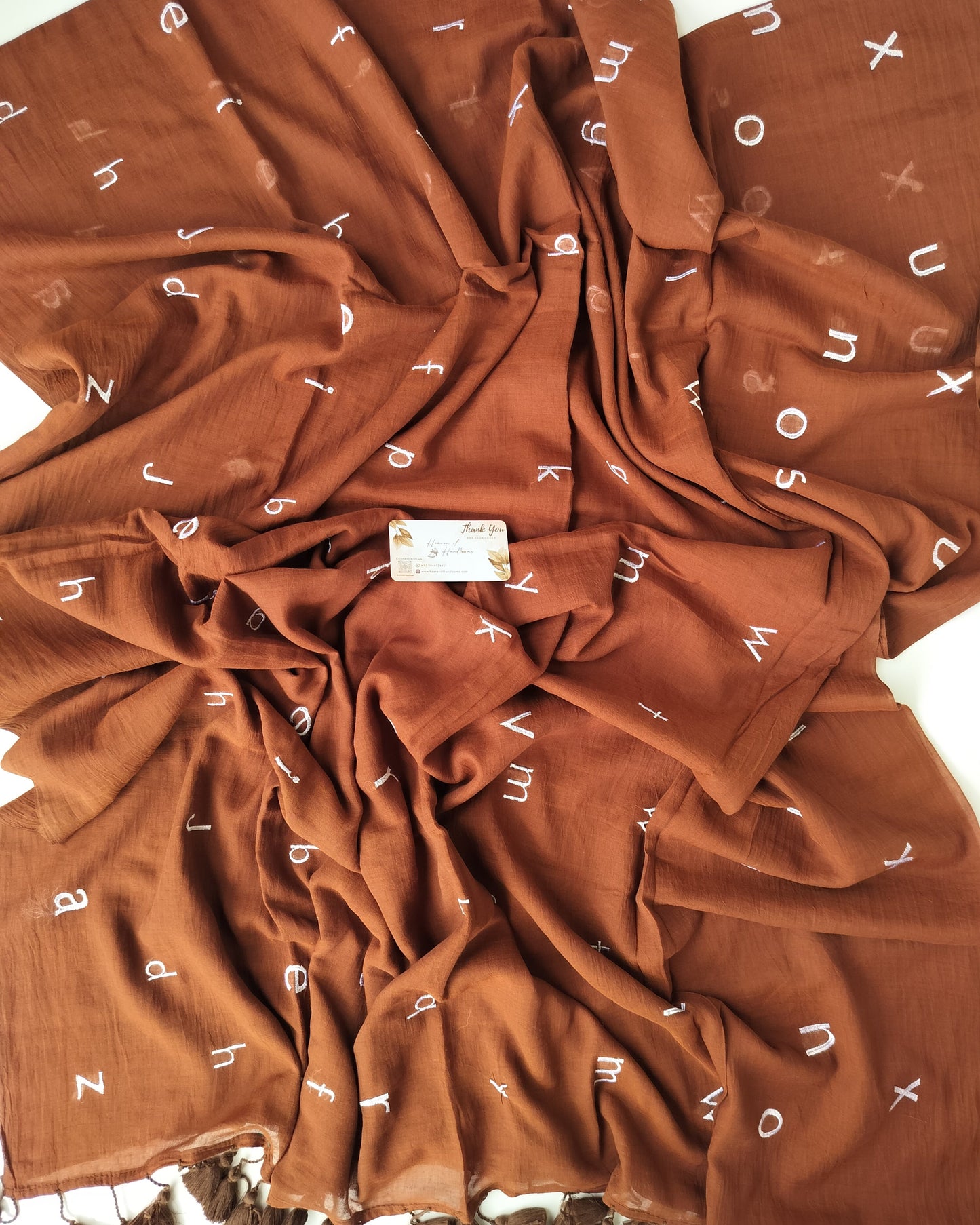 Embroidery Saree - Brown Alphabet