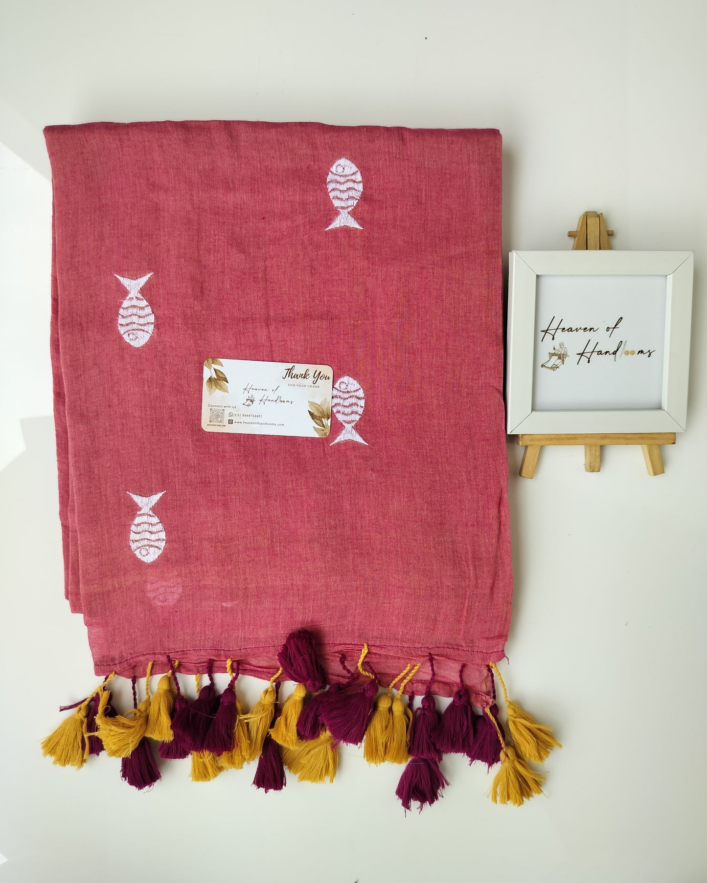 Embroidery Saree - Pomo Fish