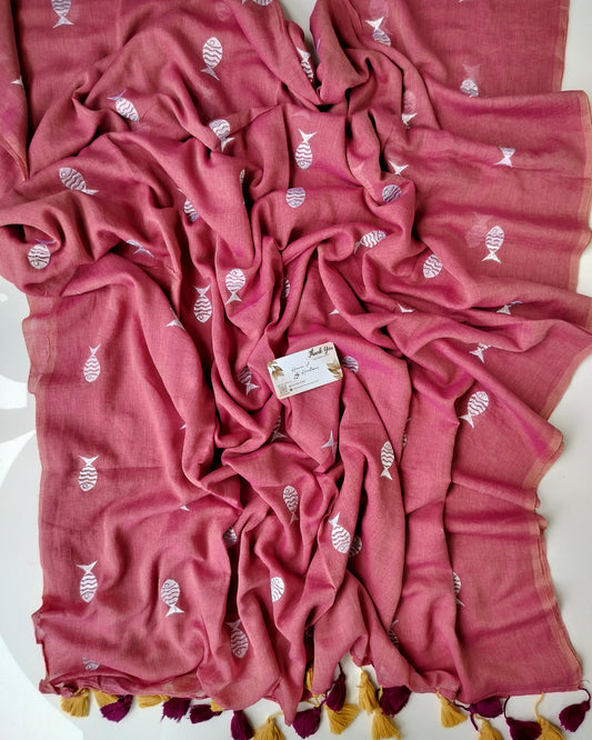 Embroidery Saree - Pomo Fish