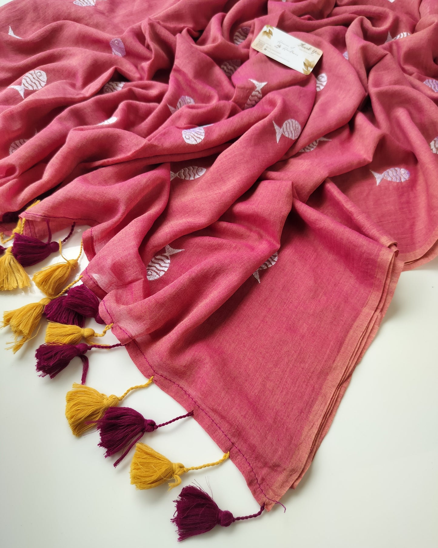 Embroidery Saree - Pomo Fish