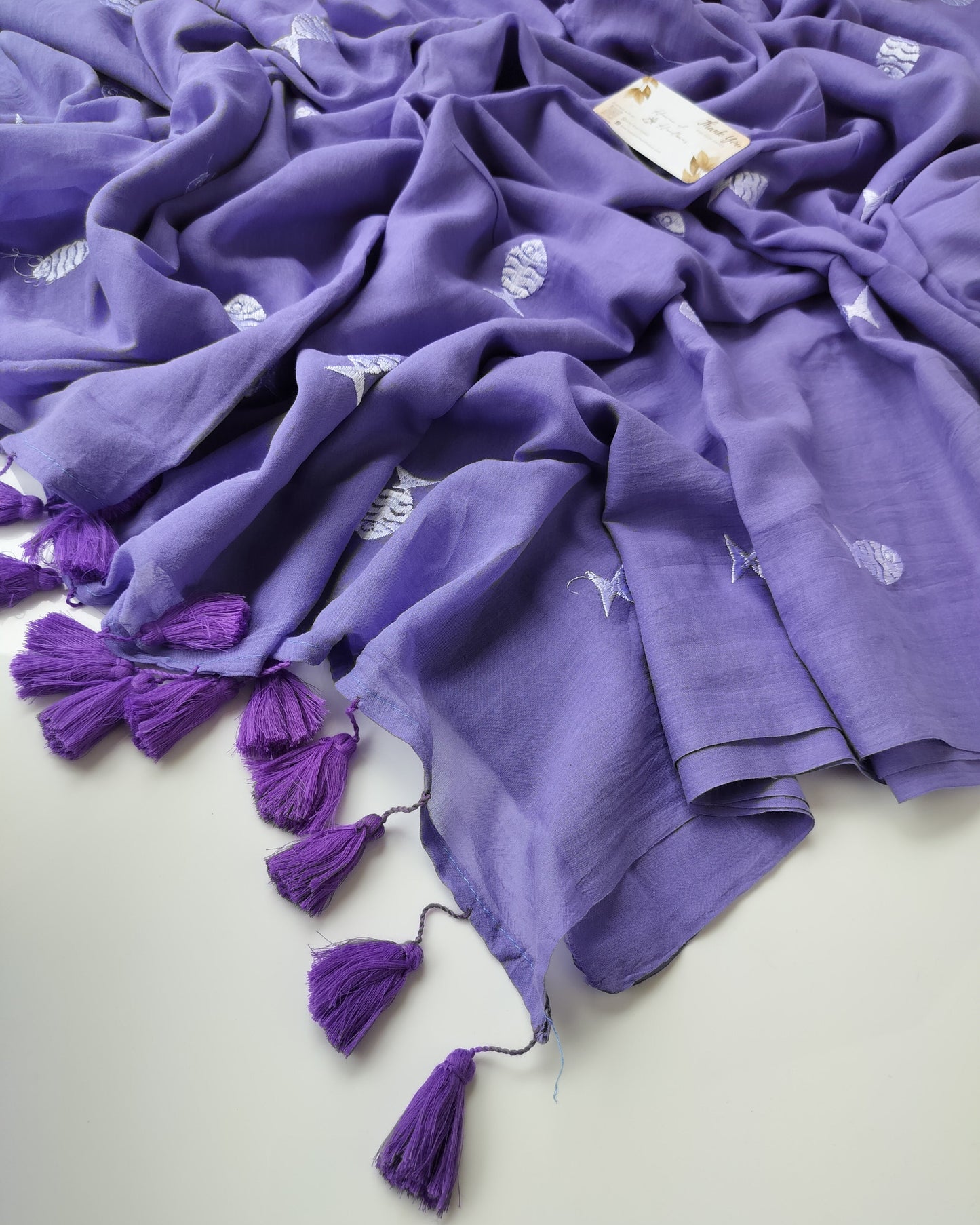 Embroidery Saree - Purple Fish