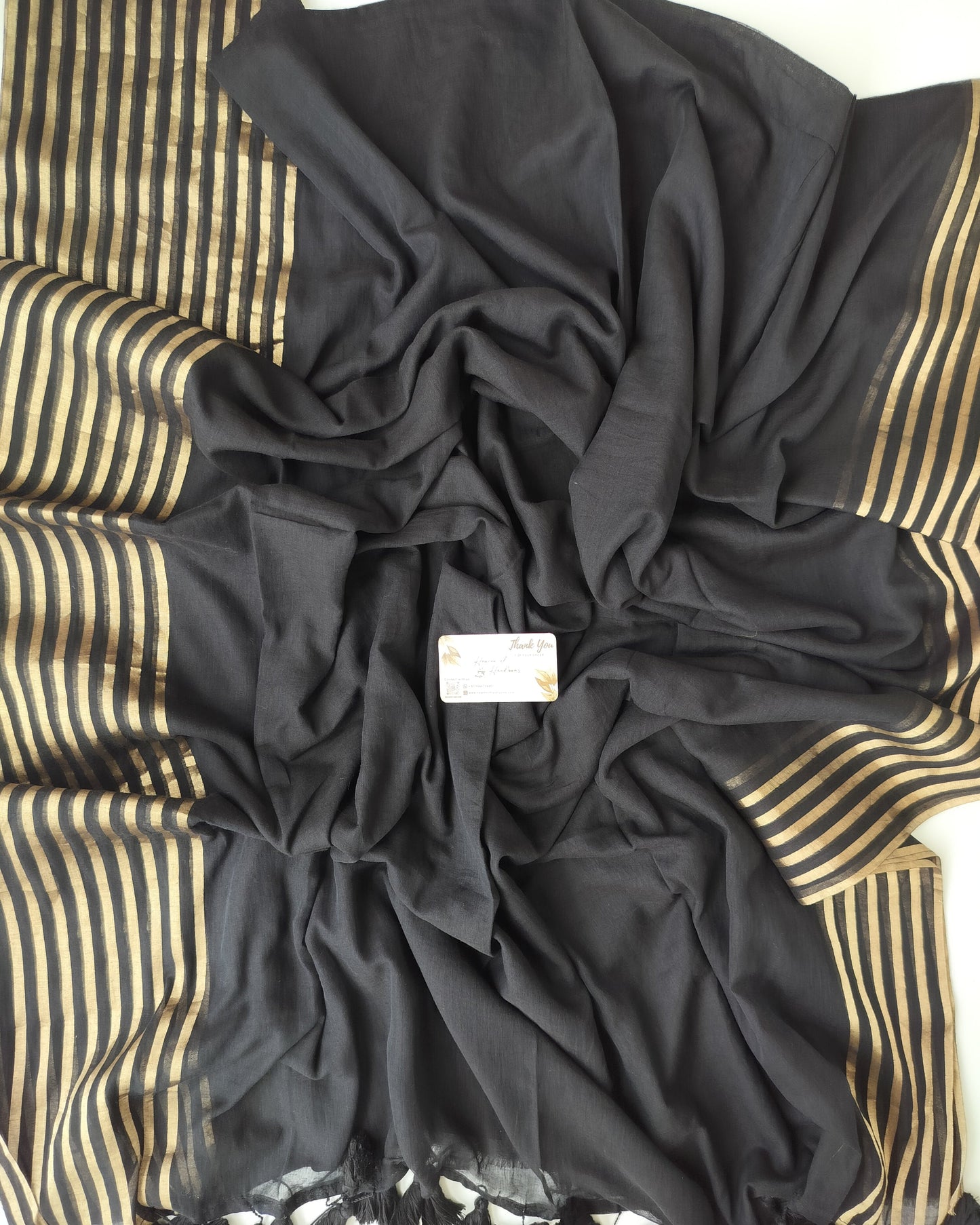 Festive Saree - Black Pop Line Zari