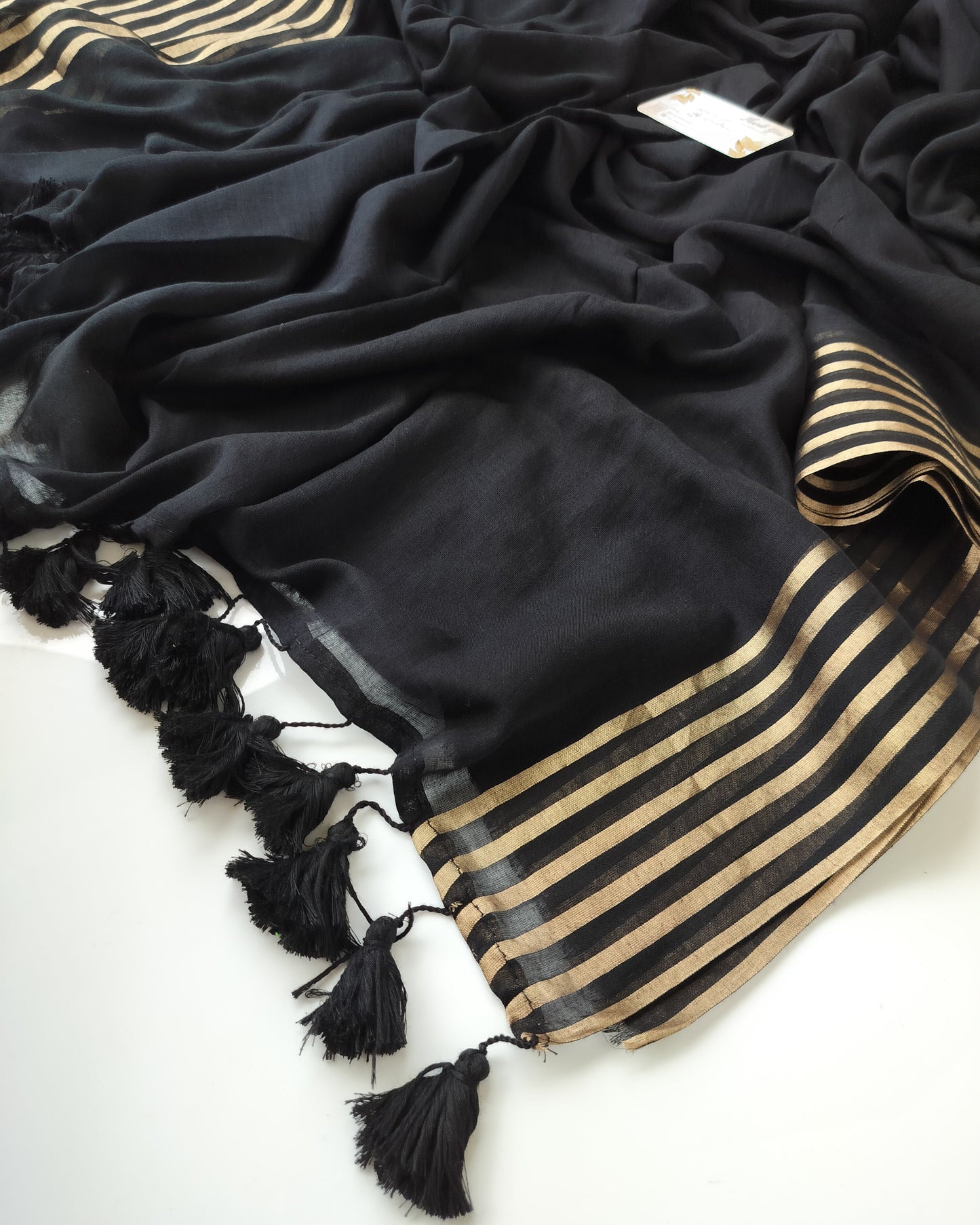 Festive Saree - Black Pop Line Zari