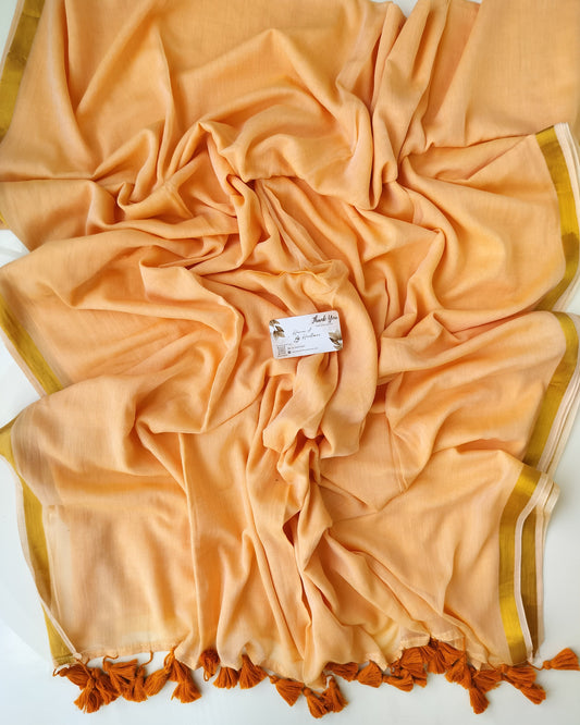 Contemporary Saree - Macaroon with Golden Border