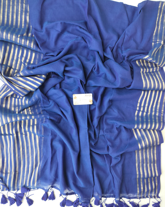 Festive Saree - Blue Pop Line Zari