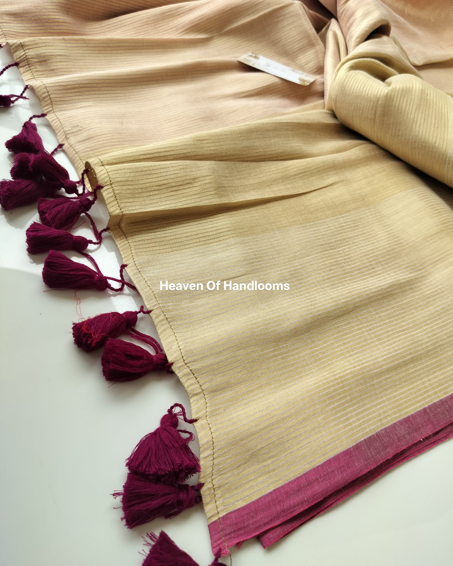 Onam-Vishu Saree - Skinny Line Tissue with Purple Border