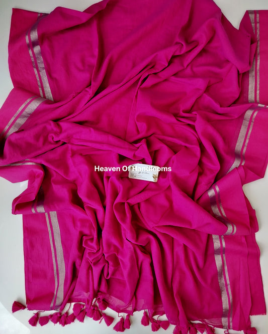 Festive Saree - Rose with Silver Stripe