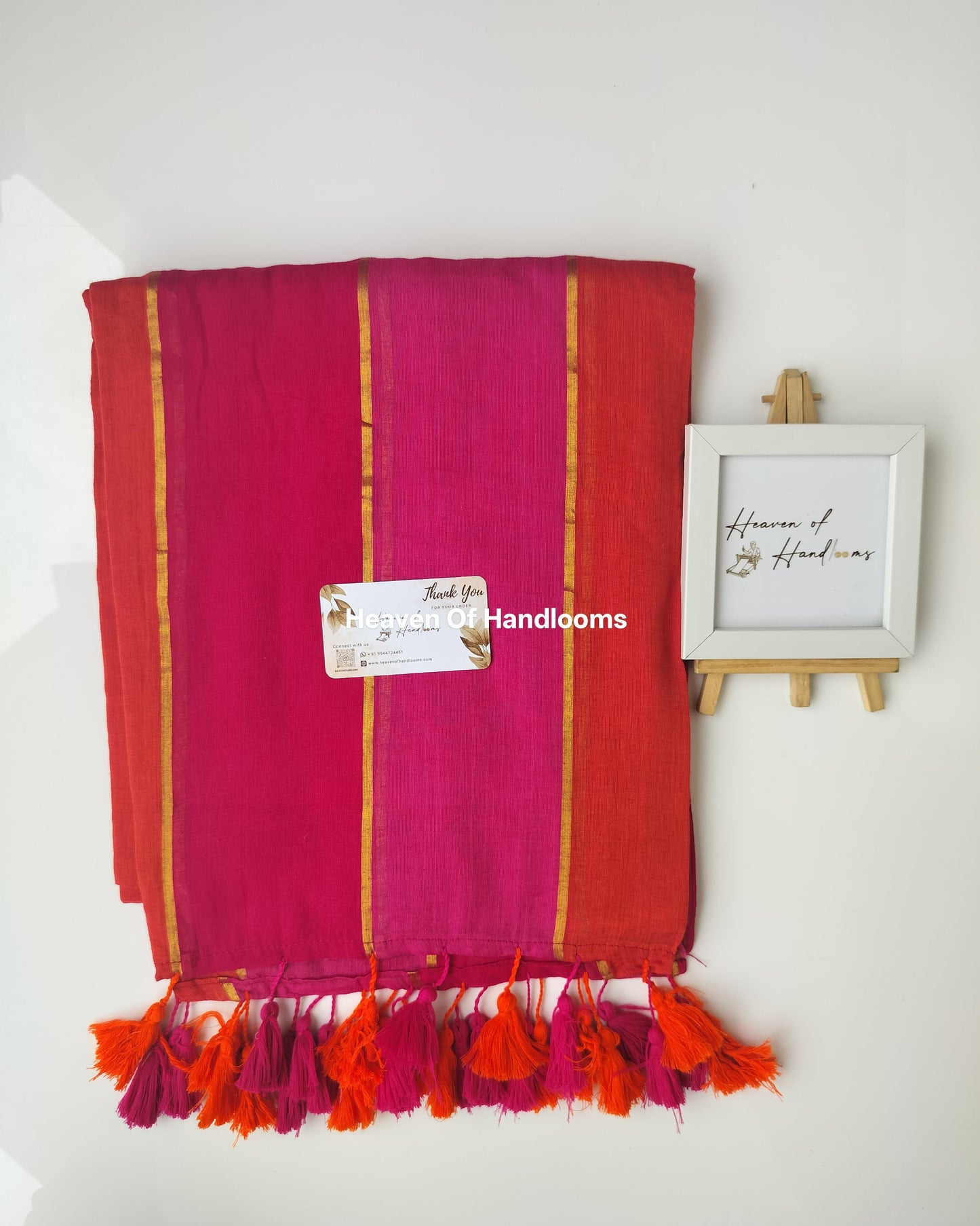 Festive Saree - Hot Pink Shaded Stripe