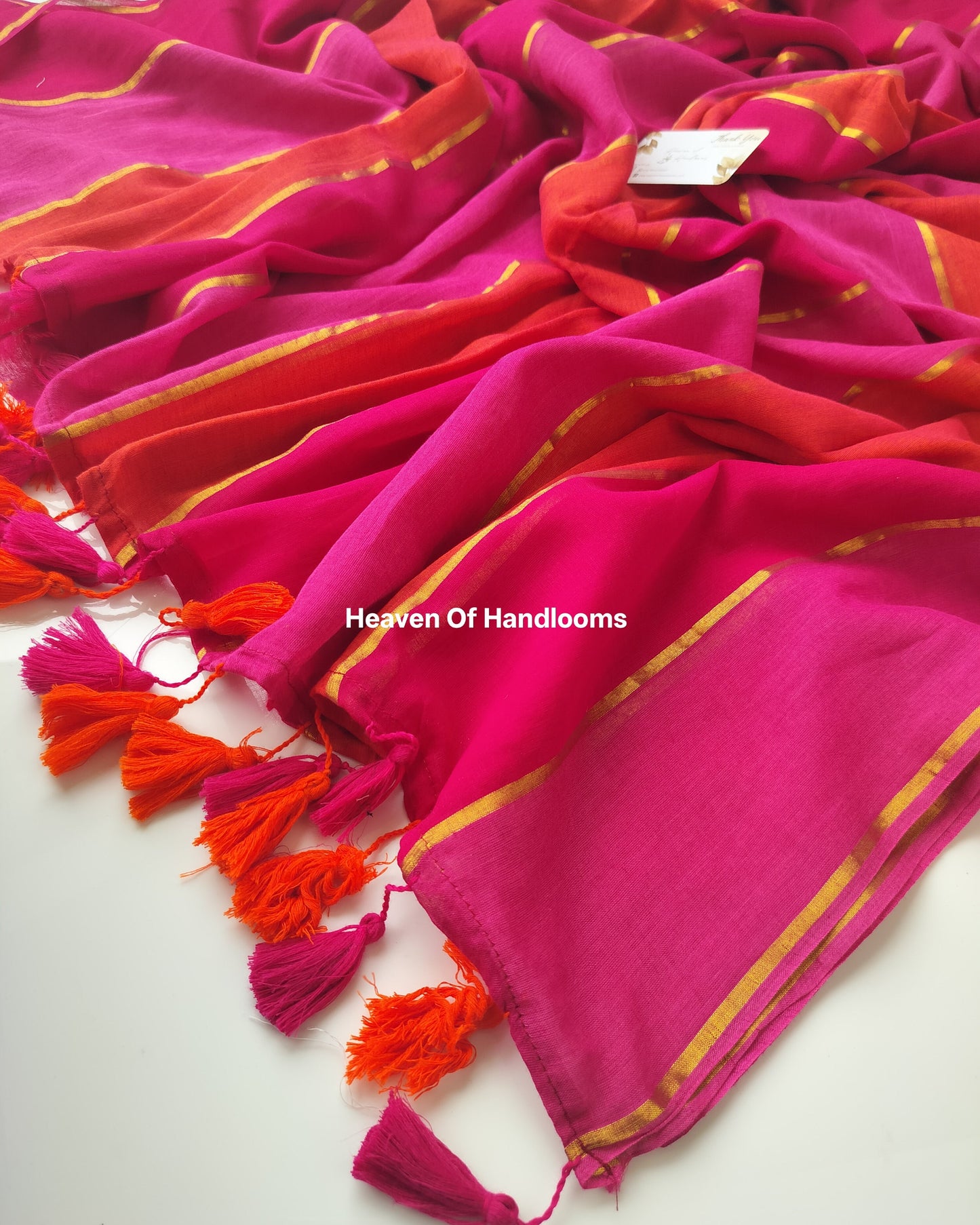 Festive Saree - Hot Pink Shaded Stripe