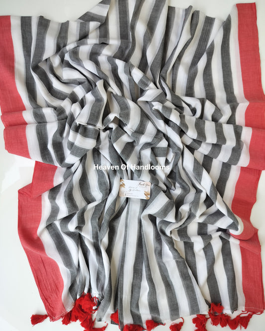 Corporate Choice - Black and White Stripe with Coral Red Border