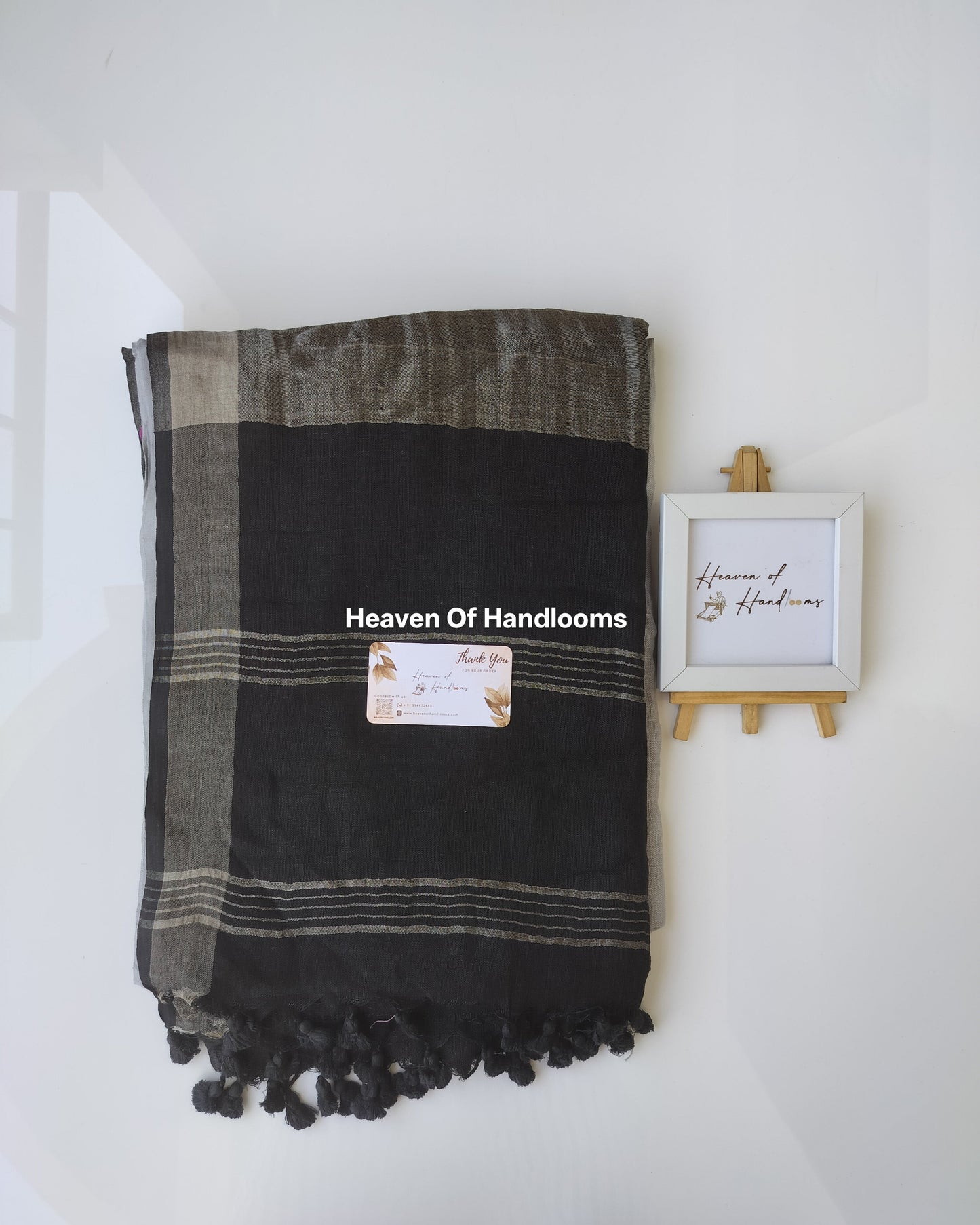 Linen by Linen - Grey with Black Sliver Pallu