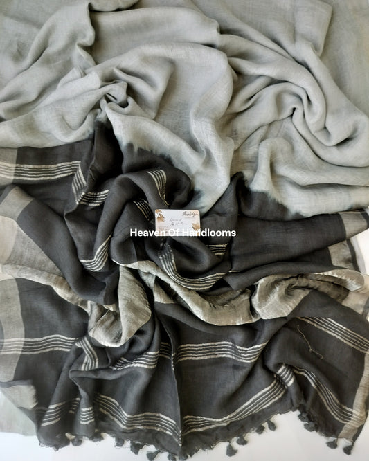 Linen by Linen - Grey with Black Sliver Pallu