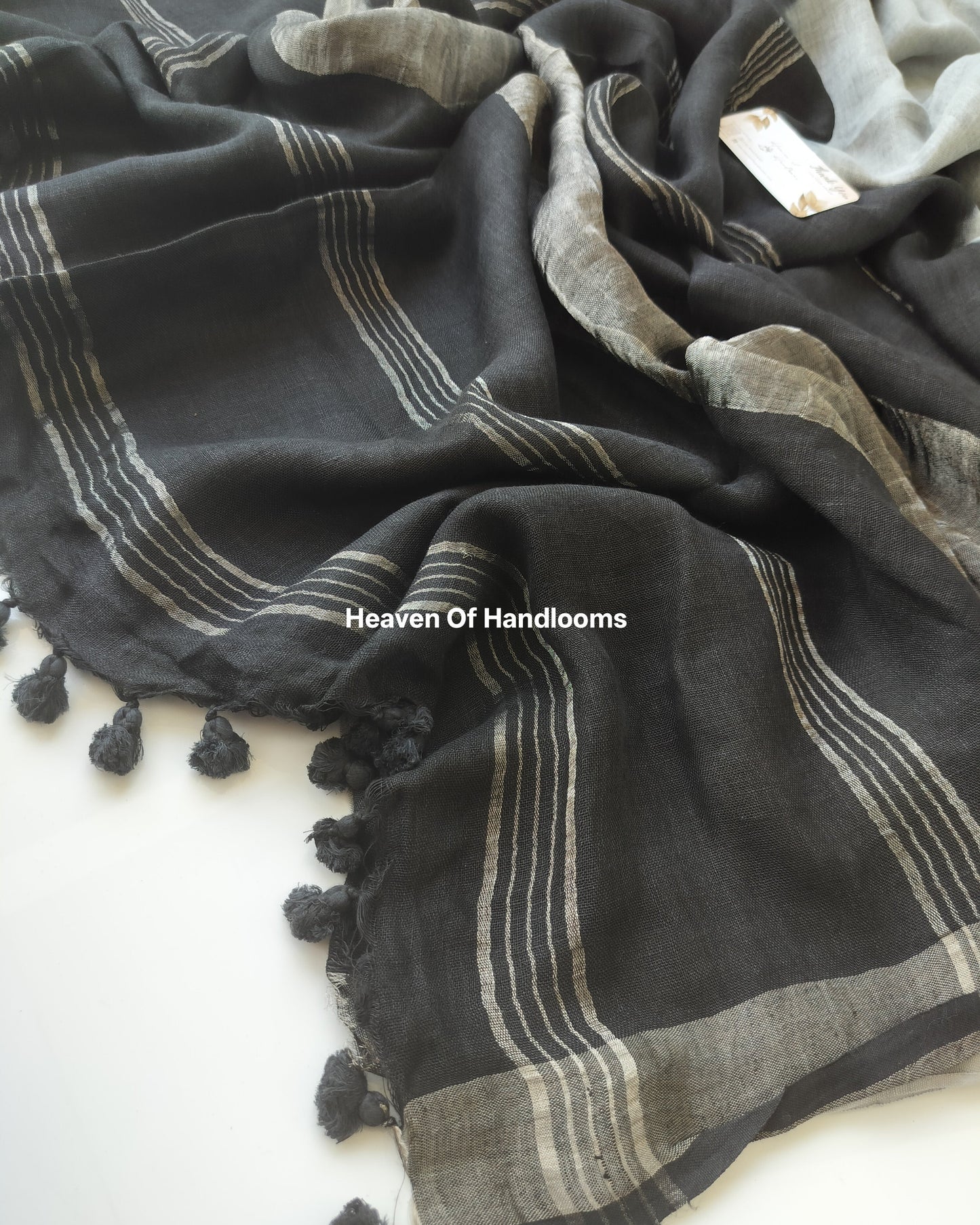 Linen by Linen - Grey with Black Sliver Pallu