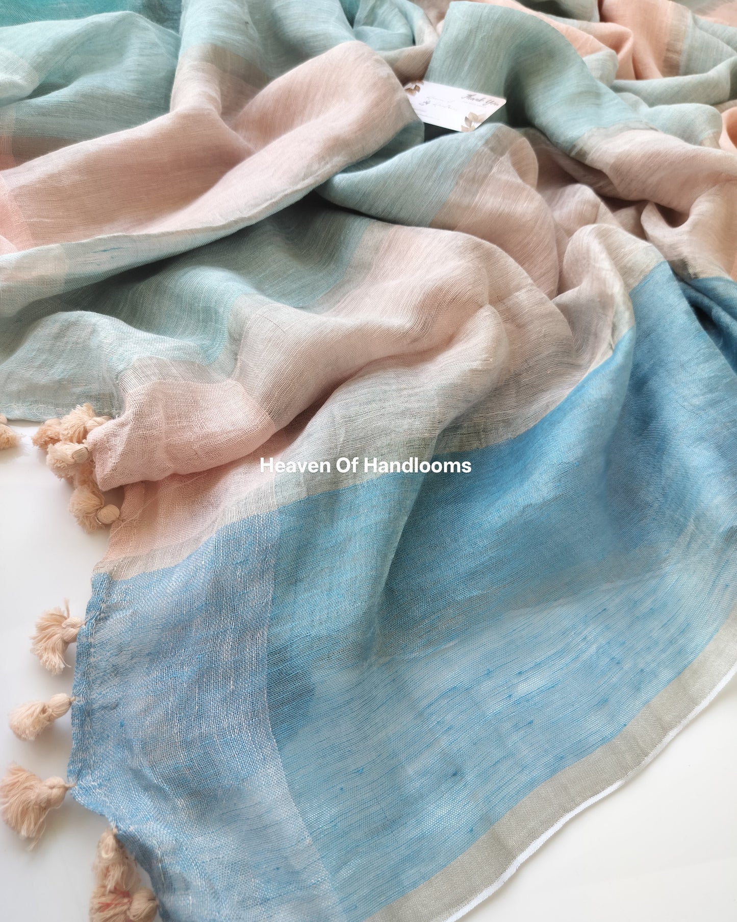 Linen by Linen - Pastel Stripe with Peach Tassels