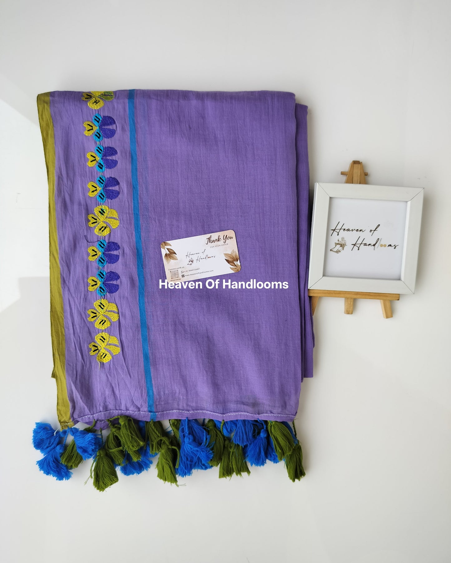 Embroidery Saree - Purple Stripe Embroidery