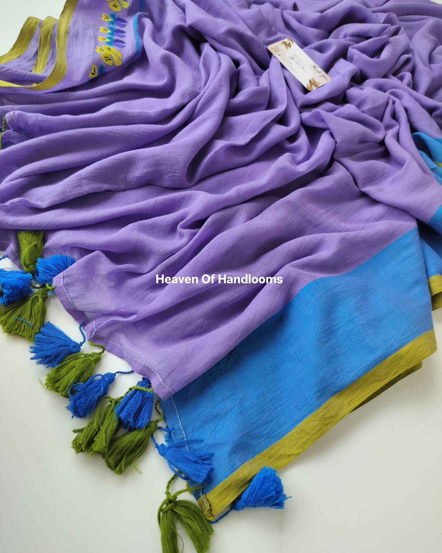 Embroidery Saree - Purple Stripe Embroidery